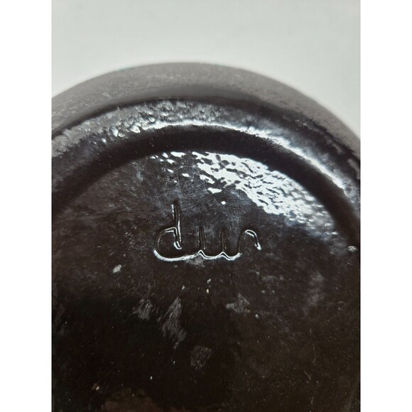 Black Ceramic Bowl Pot w/Blue Squares Geometric Signed Vtg MCM Blackware Native? - Picture 15 of 16